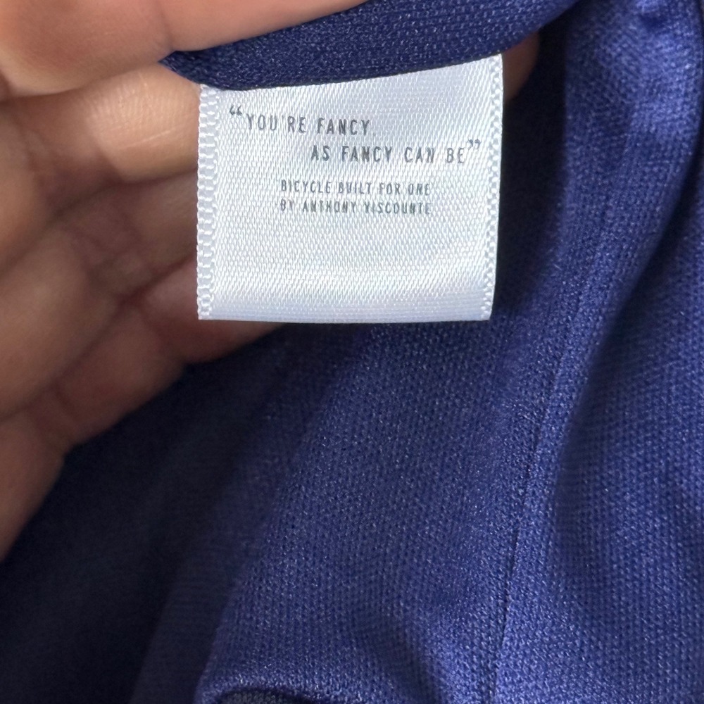 Camlyn Beth Navy Blue Sleeveless Ruffle Neck Button Back The Go Go Dress Size 2 - Picture 8 of 9